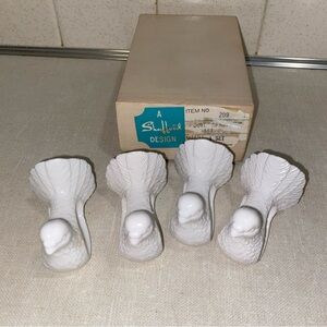 Vintage Shafford Bird Dove shaped Napkin Rings Set‎ 4 White Ceramic